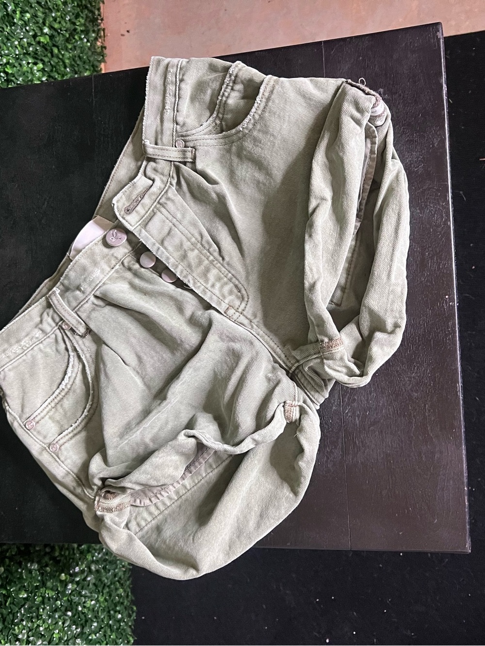 One Teaspoon Olive Green High-Rise Shorts